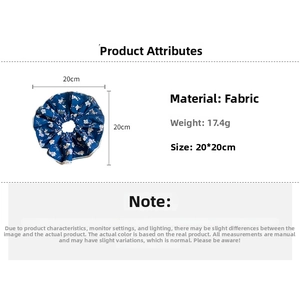 Floral print hair scrunchie dimensions 20cm by 20cm with fabric material details