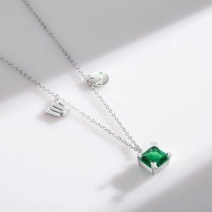 S925 Sterling Silber Halskette mit grünem Zirkon-Anhänger und Jungfrau-Sternzeichen
