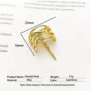 Minimalistischer goldener Pferdeschwanz-Haarhaken aus Legierung mit eleganten Linien