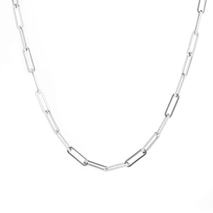 Collier à maillons trombone en argent poli au design minimaliste en acier titane