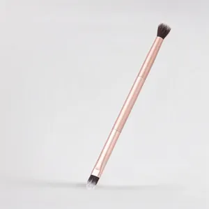 Dual Ended Makeup Brush Synthetic Fiber Rose Gold Handle Eye Shadow Blending Nose Shadow Tool Portable Professional Accessory