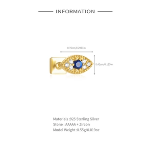 Detailed information of gold plated 925 sterling silver evil eye stud with zircon stones