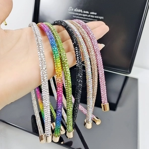 Luxury Alloy Full Rhinestone Slim Headband For Women Sparkling Crystal Hair Hoop Korean Style Fashion Hair Accessories For Party Daily