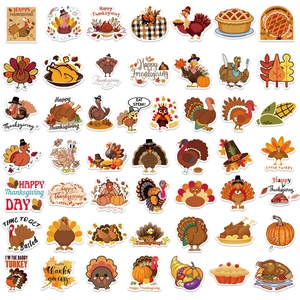 100pcs waterproof Thanksgiving turkey and pumpkin stickers for DIY holiday decoration
