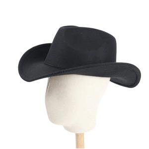 Classic black British western cowboy fedora hat in wool felt for men and women