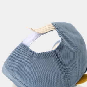 Cappellino baseball bimbo in velluto a coste blu con chiusura in velcro beige regolabile