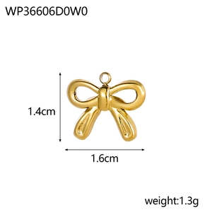Detailed view of golden bow pendant dimensions 1.4cm by 1.6cm for DIY jewelry making