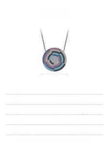 Detailed specifications of S925 sterling silver pixel shield necklace with dimensions