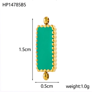 Goldener grüner rechteckiger Öltropfen-Anhänger 1.5cm mal 0.5cm für DIY Schmuckherstellung