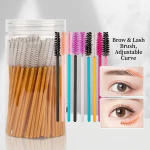 100 pcs disposable mascara wands with colorful handles and adjustable spiral brush heads