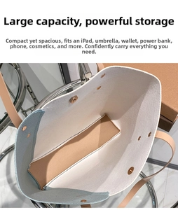 Top view of large capacity tote bag interior showing spacious storage and magnetic closure