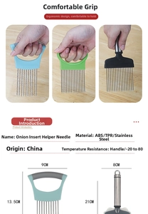 Detailed size specifications of stainless steel onion needles for meat and vegetable slicing