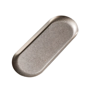 Retro oval 304 stainless steel snack plate with brushed matte finish in silver