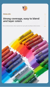 Detailed texture of heavy color oil pastels showing thick strokes and vibrant layering