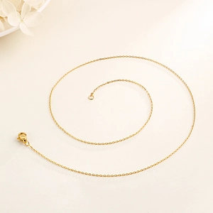 Polished gold O-chain necklace in stainless steel with lobster clasp for women
