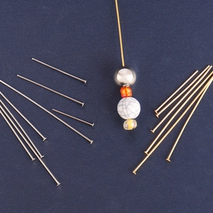 Bulk pack of 18K gold and silver stainless steel flat head pins for jewelry making DIY
