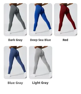 Détail montrant les leggings de yoga taille haute disponibles en cinq coloris sport