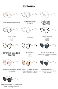 Collezione occhiali da sole cat eye con montature in metallo e lenti sfumate colorate