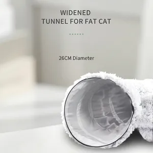 Extra breites Katzen-Tunnelbett aus grauem Plüsch mit 26 cm Durchmesser für große Katzen