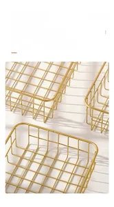 Macro shot of durable gold iron fruit basket with high-quality welding details