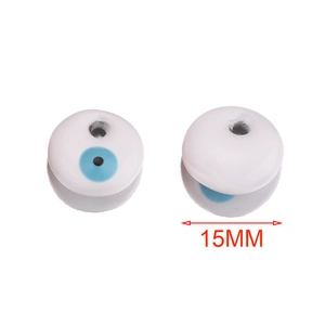 Connecteur pendentif œil maléfique rond en émail bleu et blanc en acier inoxydable 15mm