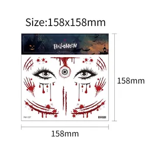 Waterproof Halloween face tattoos stickers with bloody scars and eye designs 158x158mm