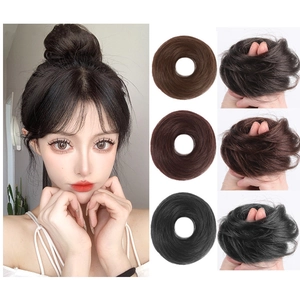 Three-color synthetic hair bun makers in black and brown for natural hairstyles