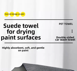 Detail of dual-sided suede microfiber towel for scratch-free car drying and water absorption
