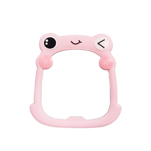 Pink cartoon frog tabletop vanity mirror with cute foldable stand for makeup desk