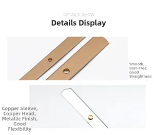 Detail of high-quality shirt collar stays with copper reinforcement and gold finish