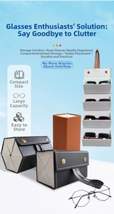 Foldable multi-slot sunglasses organizer in PU leather with six-grid hanging design