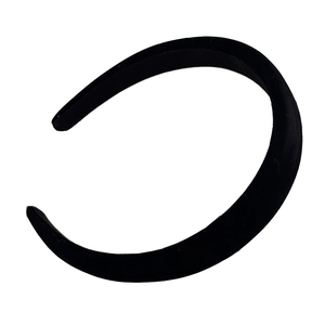 Classic black velvet headband with a wide padded design for a vintage French look