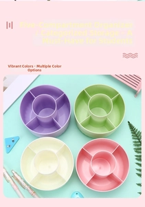 Close-up of a 5-compartment rotating desk organizer in pastel colors for stationary storage