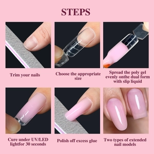120pcs Dual Form Poly Gel Nail Extension Kit with Scale Lines and Application Tutorial