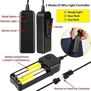 3-mode EL wire controller for LED masks featuring steady light and flash modes