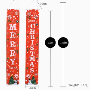 Christmas red door banners with Merry Xmas text and 1.8m dimensions for party decor