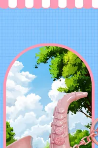 Close-up of a cute pink saxophone musical toy keychain with flower details.
