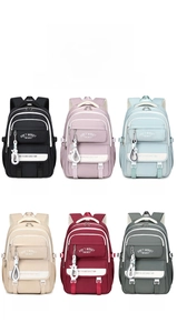 Detailed grid view showcasing the large capacity backpack in six vibrant color options