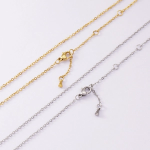 Adjustable stainless steel DIY necklace chains with teardrop extension in gold and silver
