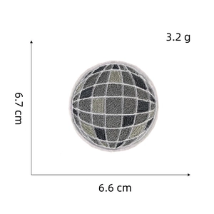 Circular geometric grid embroidery patch 6.7cm x 6.6cm for clothing and DIY decor