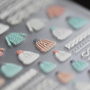 5D embossed nail art stickers with 3D winter sweater patterns and textures