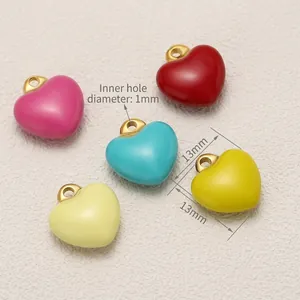 Set of five 13mm stainless steel heart pendants with gold loops and 1mm inner hole diameter