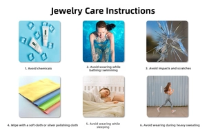 Jewelry care guide showing daily maintenance tips for geometric conch stud earrings