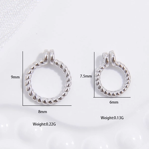 S925 sterling silver twisted rope charm connector rings in 9mm and 7.5mm sizes