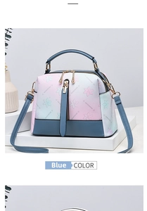 Detail of pink and blue gradient crossbody bag with star pattern and litchi texture