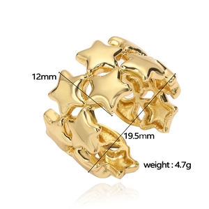 Vintage gold hammered star ring with multi-layered design and open adjustable fit