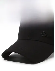 Detail of sturdy baseball cap brim with State embroidery and reinforced stitching