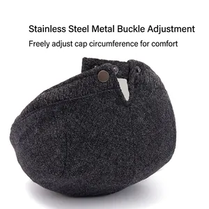 Wool newsboy hat with adjustable stainless steel metal buckle for custom fit