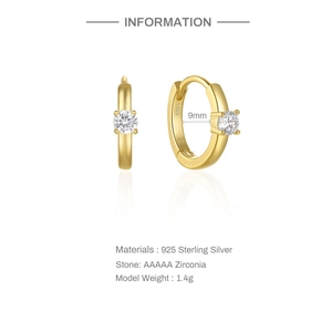 Detailed specs of S925 silver gold-plated hoop earrings with 9mm inner diameter