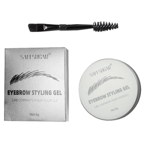 5g Eyebrow Styling Gel set with double-ended brow brush in premium silver packaging